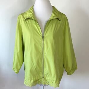 Chico's Zenergy Jacket 2 Full Zip Light Weight Laser Cut trim Large 12